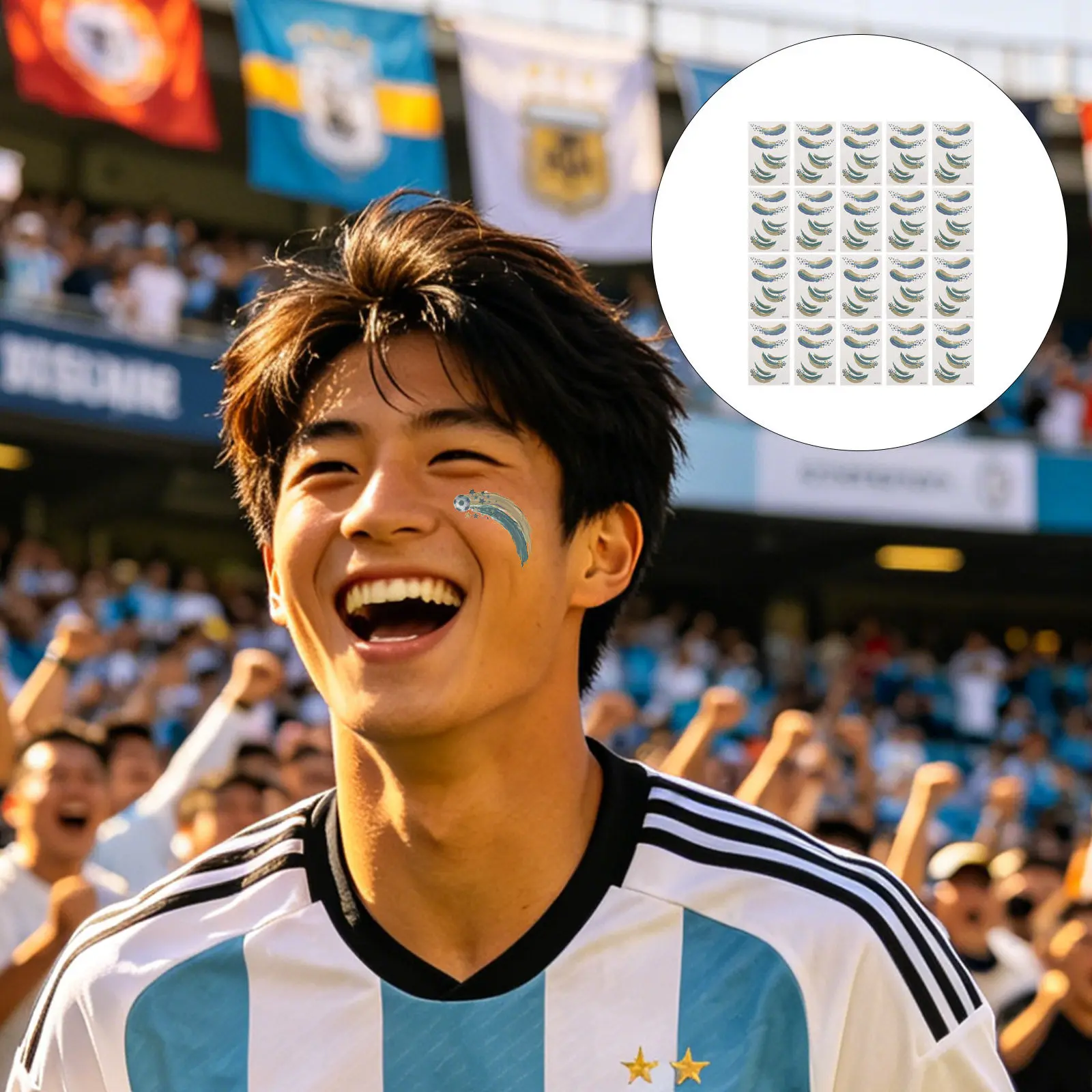 20Pcs Football Temporary Tattoos Brazilian Flag Face Stickers Sweat Resistant Soft Flexible Soccer Party Supplies Kids Game Day
20Pcs Football Temporary Tattoos Brazilian Flag Face Stickers Sweat Resistant Soft Flexible Soccer Party Supplies Kids Game Day