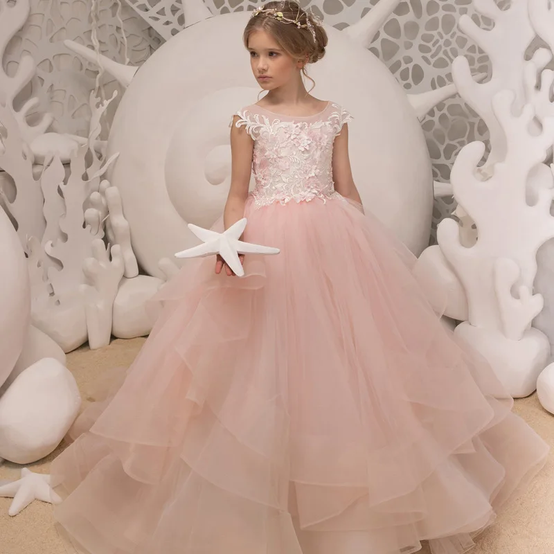 Pink Flower Girl Dresses For Weddings Ball Gown Cap Sleeves Tulle Appliques Tutu Long First Communion Dresses Little Girl
Pink Flower Girl Dresses For Weddings Ball Gown Cap Sleeves Tulle Appliques Tutu Long First Communion Dresses Little Girl