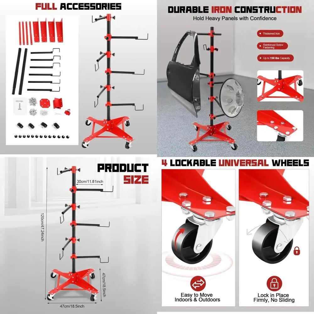 Adjustable Auto Panel Tree Stand with Secure Hook Levers for Painting Car Parts - Saves Time and Labor (18.5D x 47.2H)
Adjustable Auto Panel Tree Stand with Secure Hook Levers for Painting Car Parts - Saves Time and Labor (18.5D x 47.2H)