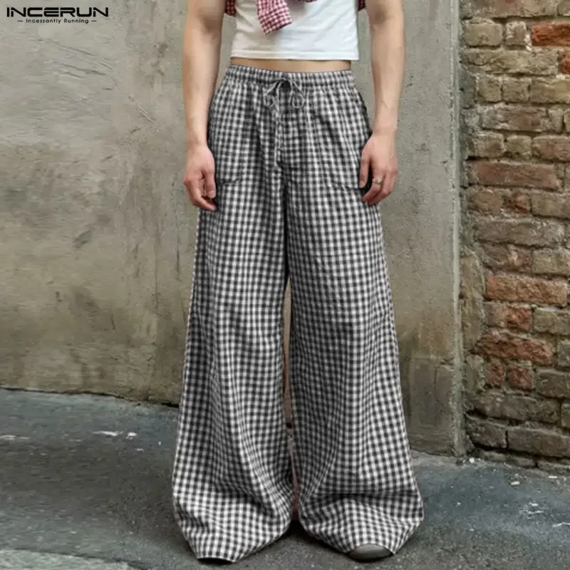 INCERUN Men Plaid Pants Joggers Loose Drawstring Casual Wide Leg Trousers Streetwear 2026 Fashion Long Pants For Man Pantalones
INCERUN Men Plaid Pants Joggers Loose Drawstring Casual Wide Leg Trousers Streetwear 2026 Fashion Long Pants For Man Pantalones