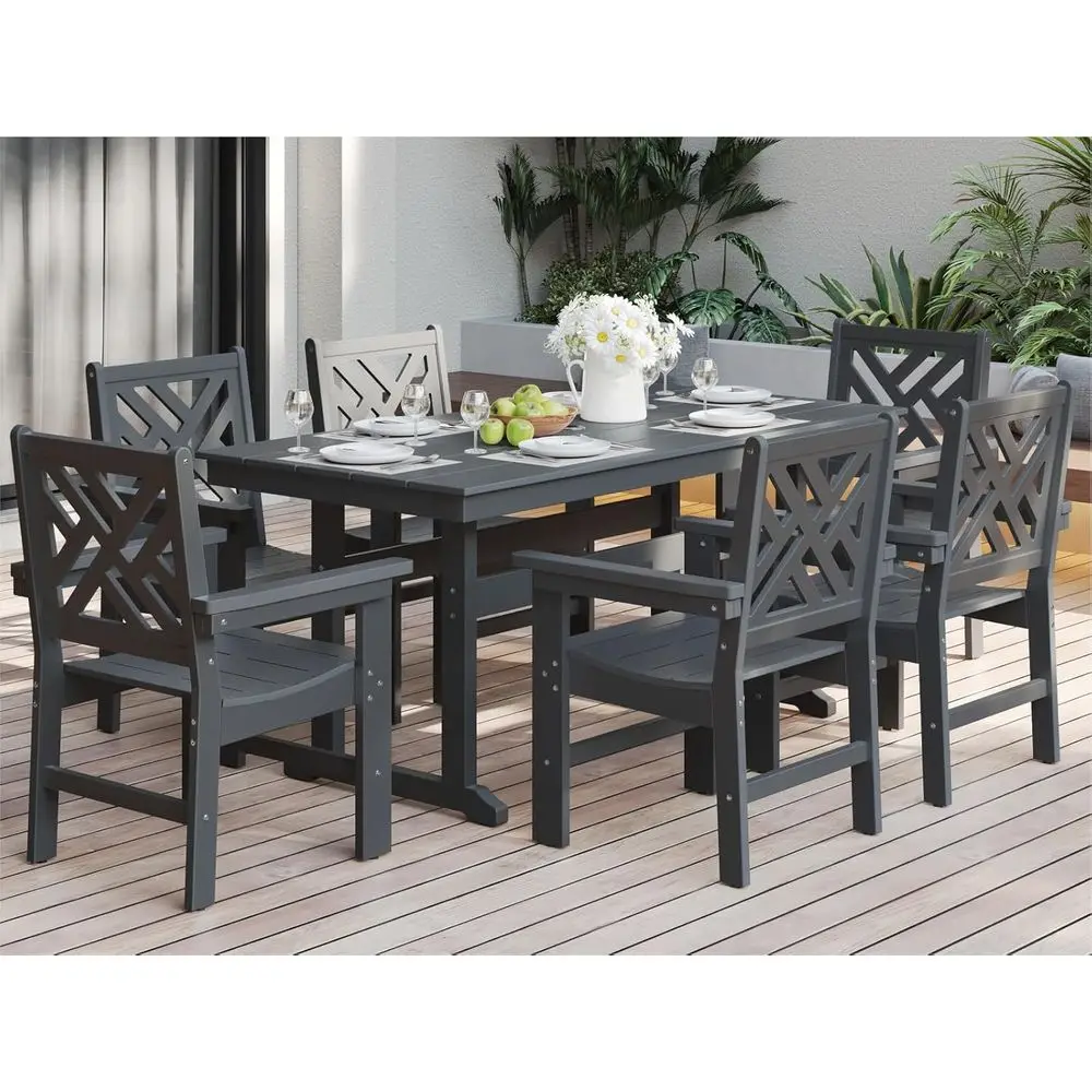 7-Piece Durable HDPE Outdoor Dining Set with Weather-Resistant Table and Chairs for Patio, Deck, and Garden (Black)
7-Piece Durable HDPE Outdoor Dining Set with Weather-Resistant Table and Chairs for Patio, Deck, and Garden (Black)