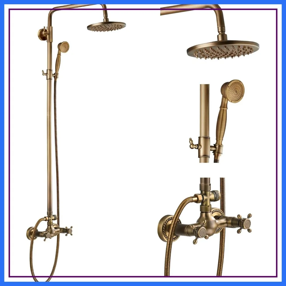8 inch Rainfall Shower Head with Handheld, Wall Mount Cross Handle 2 Functions Antique Brass
8 inch Rainfall Shower Head with Handheld, Wall Mount Cross Handle 2 Functions Antique Brass