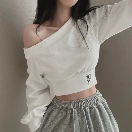 Korean Style Unique Personality Asymmetrical Shoulder Bared Waist Cinched Slimming Short Long Sleeve Sweatshirt Women
Korean Style Unique Personality Asymmetrical Shoulder Bared Waist Cinched Slimming Short Long Sleeve Sweatshirt Women
