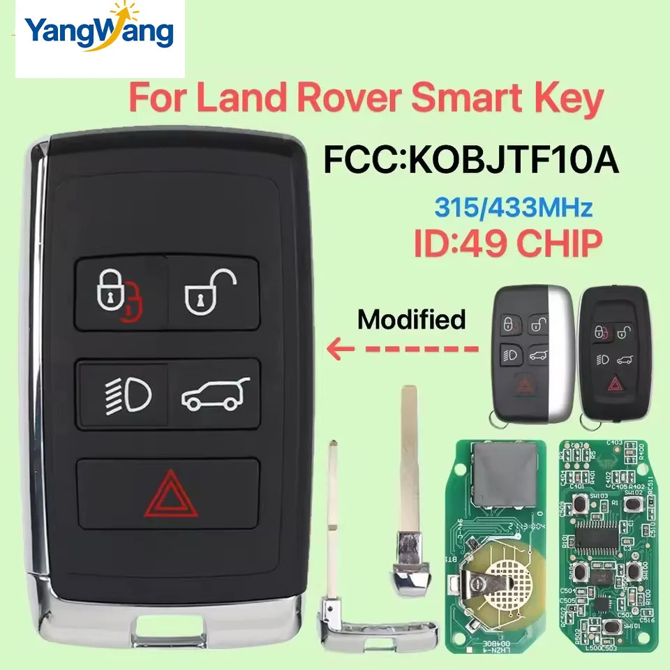 YW FCC:KOBJTF10A 315/433MHz ID:49CHIP Car Smart Remote Key For Land Rover Range Rover Sport Evoque Freelander Jaguar Discovery4
YW FCC:KOBJTF10A 315/433MHz ID:49CHIP Car Smart Remote Key For Land Rover Range Rover Sport Evoque Freelander Jaguar Discovery4