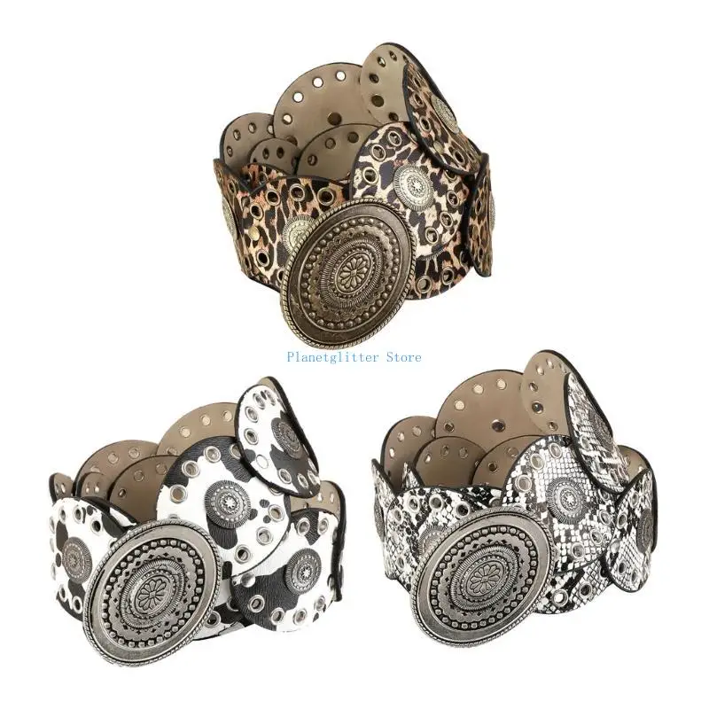 652B Aesthetic Wide Belt Round Disc PU Belt for Dresses Leopard Print Waistband Women Western Belt Vintage Waist Accessories
652B Aesthetic Wide Belt Round Disc PU Belt for Dresses Leopard Print Waistband Women Western Belt Vintage Waist Accessories