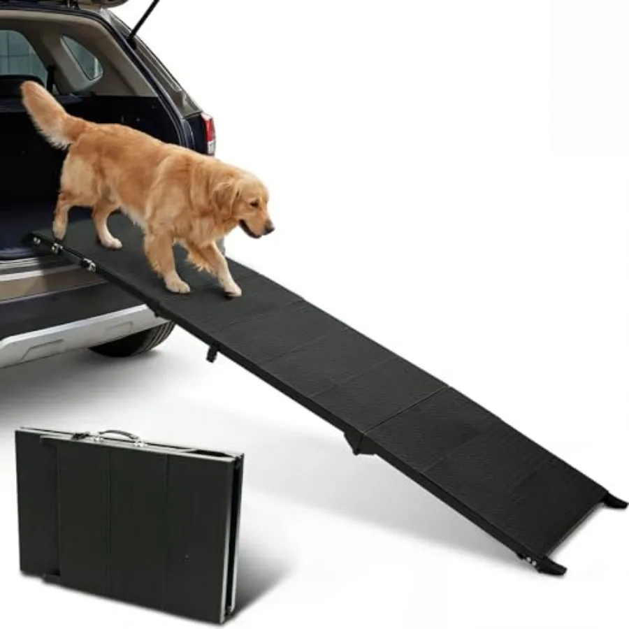 Car SUV Truck Dog Ramp, 71 Long Folding Pet Ramp for Large Dogs, Aluminum Alloy with Black Non-Slip Surface, Supports Up to 350
Car SUV Truck Dog Ramp, 71 Long Folding Pet Ramp for Large Dogs, Aluminum Alloy with Black Non-Slip Surface, Supports Up to 350