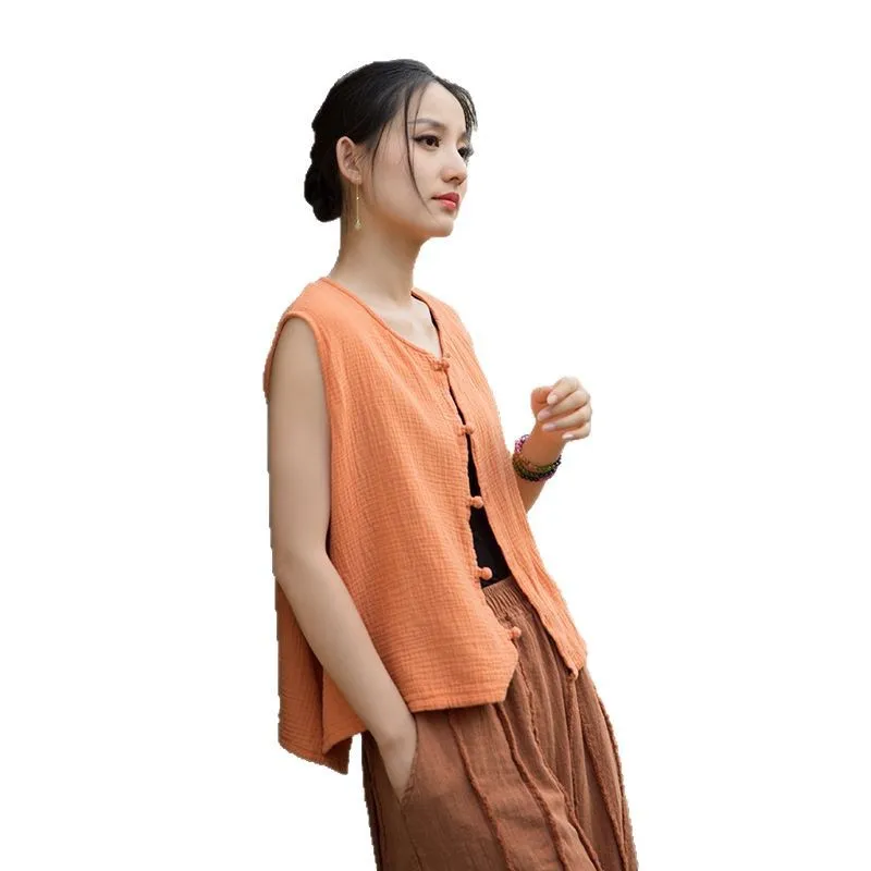 Retro Cotton Linen V-neck Vest Loose Women Sleeveless Waistcoat Chinese Style Vintage 2025 Summer New Chalecos Para Mujer
Retro Cotton Linen V-neck Vest Loose Women Sleeveless Waistcoat Chinese Style Vintage 2025 Summer New Chalecos Para Mujer
