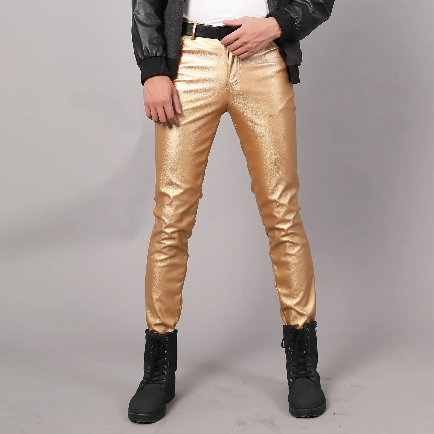 Spring New Leather Pants Bar Performance Tide Men's Elastic Slim Waterproof Leggings PU Trousers Male Fashion Tight Pencil Pants 
Spring New Leather Pants Bar Performance Tide Men's Elastic Slim Waterproof Leggings PU Trousers Male Fashion Tight Pencil Pants