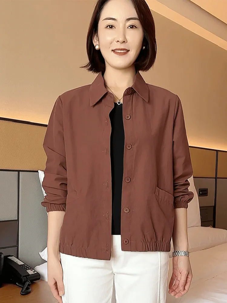 Elegant Long Sleeve Short Thin Women's Jacket Collared Shirt Spring Autumn Fashionable Thin Outerwear Lightweight Coat
Elegant Long Sleeve Short Thin Women's Jacket Collared Shirt Spring Autumn Fashionable Thin Outerwear Lightweight Coat