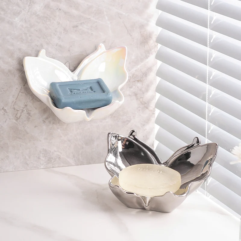 no punching jewelry storage soap dish soap holder bathroom Ceramic butterfly soap box no water accumulation wall mounted
no punching jewelry storage soap dish soap holder bathroom Ceramic butterfly soap box no water accumulation wall mounted