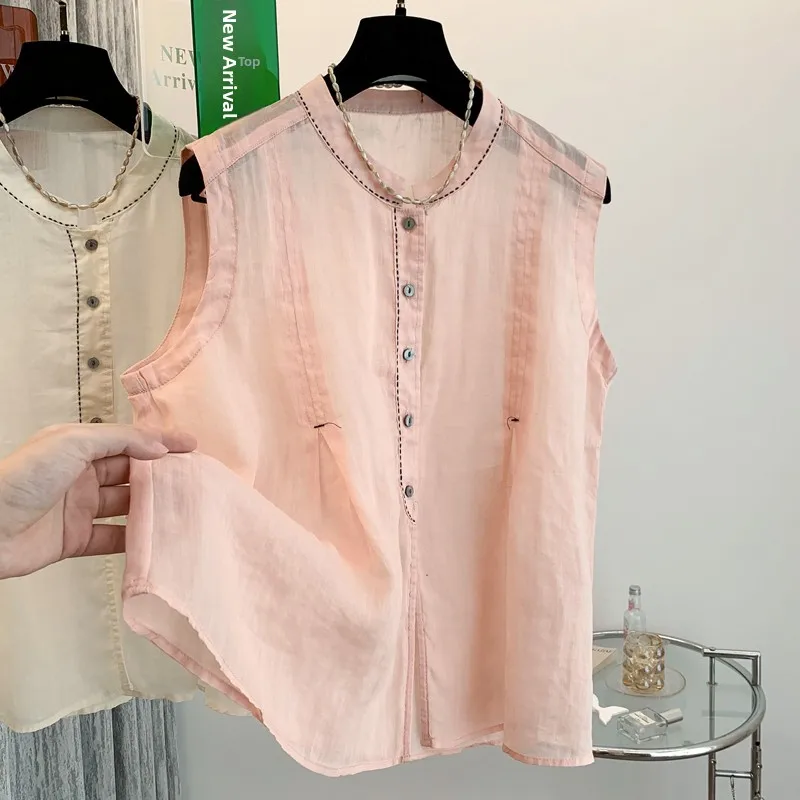 Comfortable Thin Summer New Sle Stand Collar Svel Single Button Hand Embroidery Slimming Versatile Women's irt
Comfortable Thin Summer New Sle Stand Collar Svel Single Button Hand Embroidery Slimming Versatile Women's irt