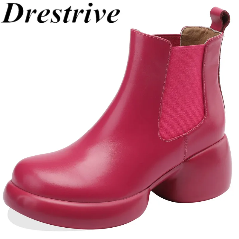 Drestrive 2025 Classic Women's Ankle Boots Cow Leather Round Toe Thick High Heels Rose Red Handmade Winter Shoes
Drestrive 2025 Classic Women's Ankle Boots Cow Leather Round Toe Thick High Heels Rose Red Handmade Winter Shoes