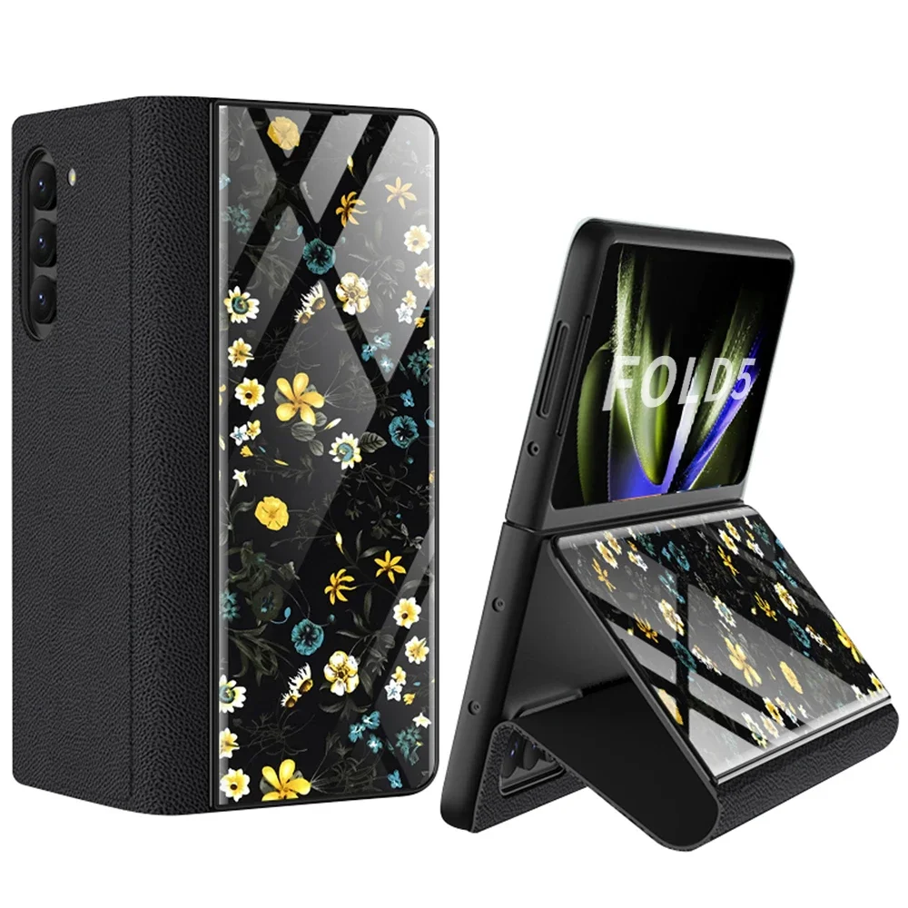 For Samsung Galaxy Z Fold 5 Case Leather & Floral pattern Glass Hard Back Flip Cover for Galaxy Z Fold5 5G Funda
For Samsung Galaxy Z Fold 5 Case Leather & Floral pattern Glass Hard Back Flip Cover for Galaxy Z Fold5 5G Funda