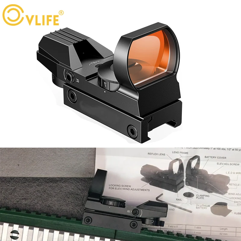 CVLIFE Riflescope Reflex Sight Оптика Red Dot Sight Sight с антибликовым покрытием 4 регулируемых сетки с 20-мм направляющей
CVLIFE Riflescope Reflex Sight Оптика Red Dot Sight Sight с антибликовым покрытием 4 регулируемых сетки с 20-мм направляющей