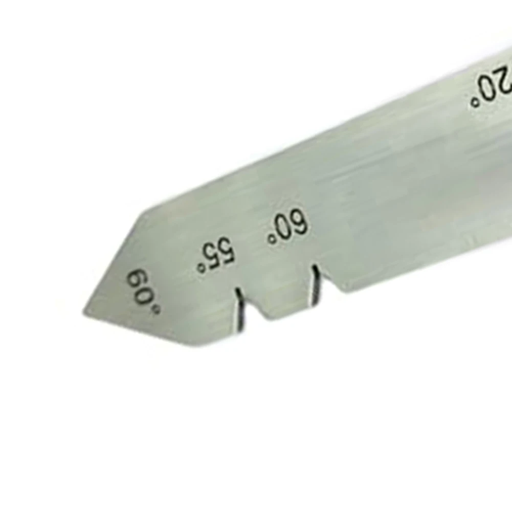 Measuring Tool for Drill Bit Cutting Angles and Threading Applications with 55 60 90 118 120 Degree Markings in Stainless Steel
Measuring Tool for Drill Bit Cutting Angles and Threading Applications with 55 60 90 118 120 Degree Markings in Stainless Steel