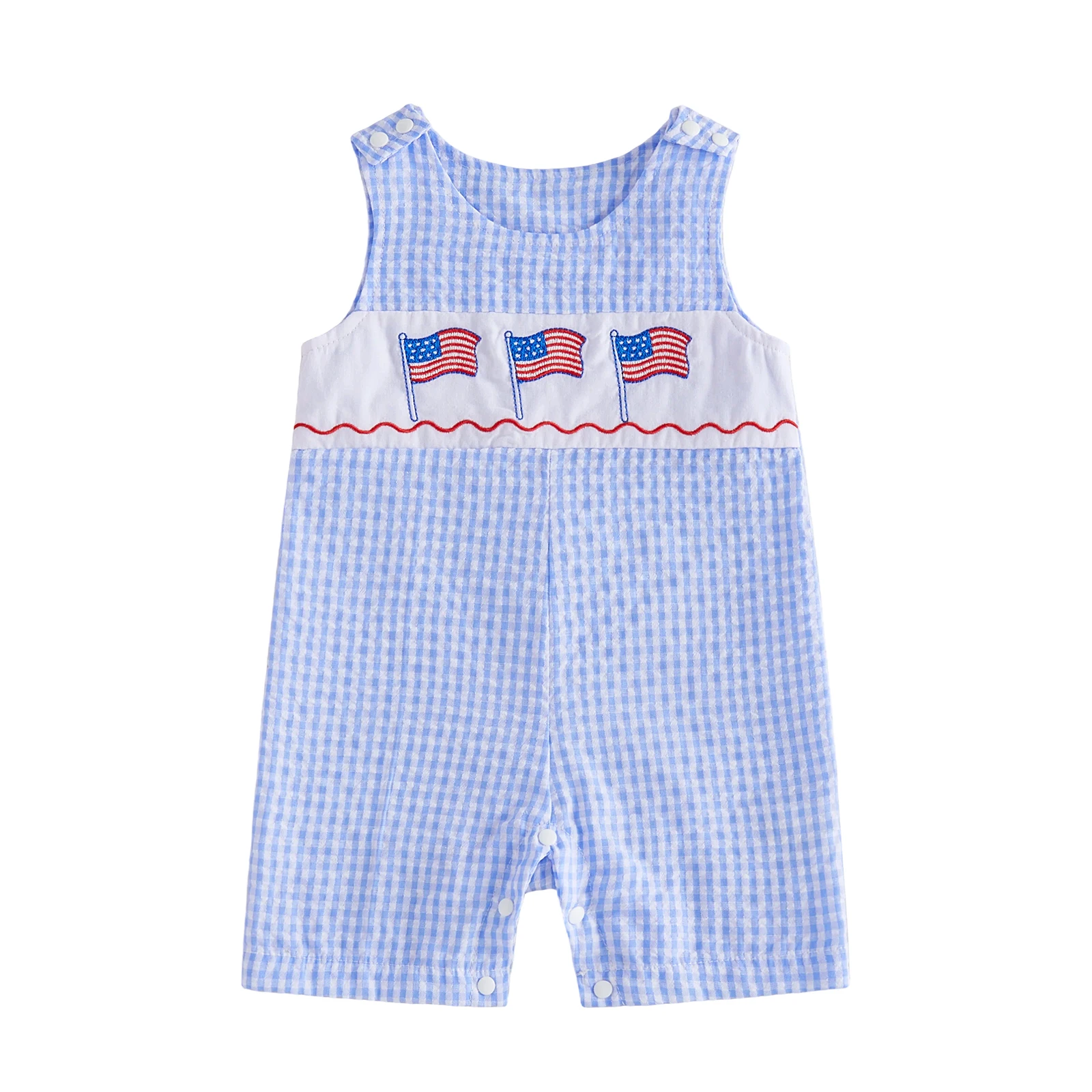Baby Boys Jumpsuit Sleeveless Plaid Embroidery Flag Overalls 4th of July Romper Clothes for Casual Daily
Baby Boys Jumpsuit Sleeveless Plaid Embroidery Flag Overalls 4th of July Romper Clothes for Casual Daily