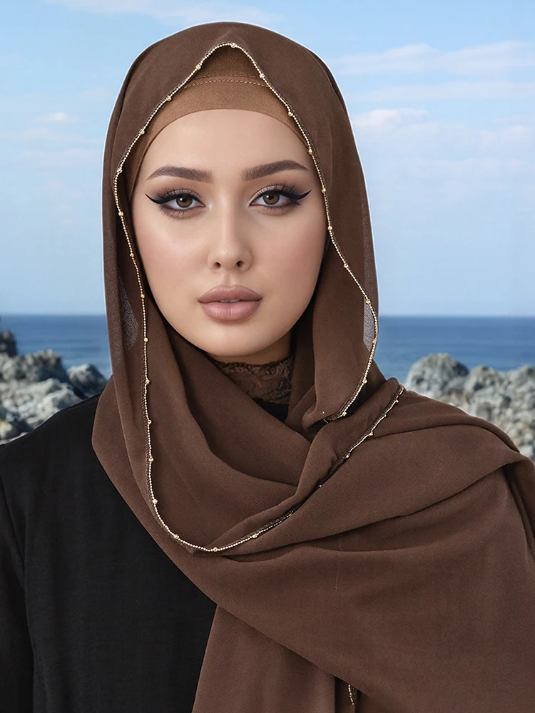 Elegant Women Simple Solid Chain Silk Scarf Headscarf Wrap Shawl Sunscreen Bandana Hijab Mujer Bohemian Scarve Pareo Summer New
Elegant Women Simple Solid Chain Silk Scarf Headscarf Wrap Shawl Sunscreen Bandana Hijab Mujer Bohemian Scarve Pareo Summer New