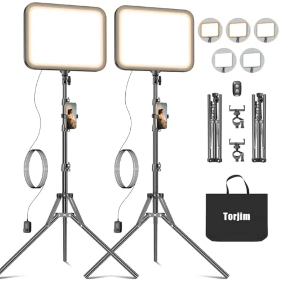 12'' LED Video Light Kit High Brightness 5 Lighting Modes 3000-6500K Studio Lights with Tripod Stand, Phone Holder andWireless
12'' LED Video Light Kit High Brightness 5 Lighting Modes 3000-6500K Studio Lights with Tripod Stand, Phone Holder andWireless
