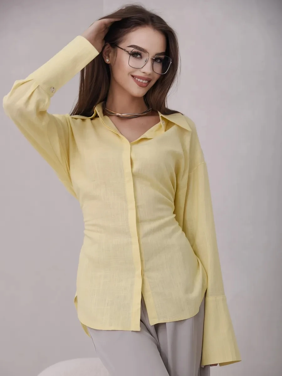 Women's 2025 Spring And Summer New Casual Temperament Simple Lapel Long Sleeve Linen Loose Shirt
Women's 2025 Spring And Summer New Casual Temperament Simple Lapel Long Sleeve Linen Loose Shirt