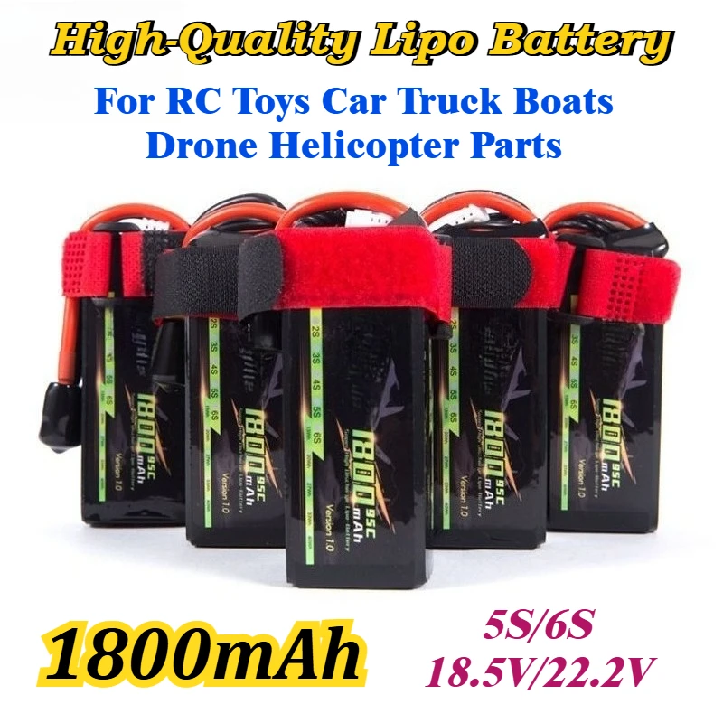 5S/6S 18.5V 22.2V 1800mAh Lipo Battery 95C For RC Toys Car Truck Boats Drone Helicopter Parts With XT30 XT60 XT90 JST T EC2 EC5
5S/6S 18.5V 22.2V 1800mAh Lipo Battery 95C For RC Toys Car Truck Boats Drone Helicopter Parts With XT30 XT60 XT90 JST T EC2 EC5