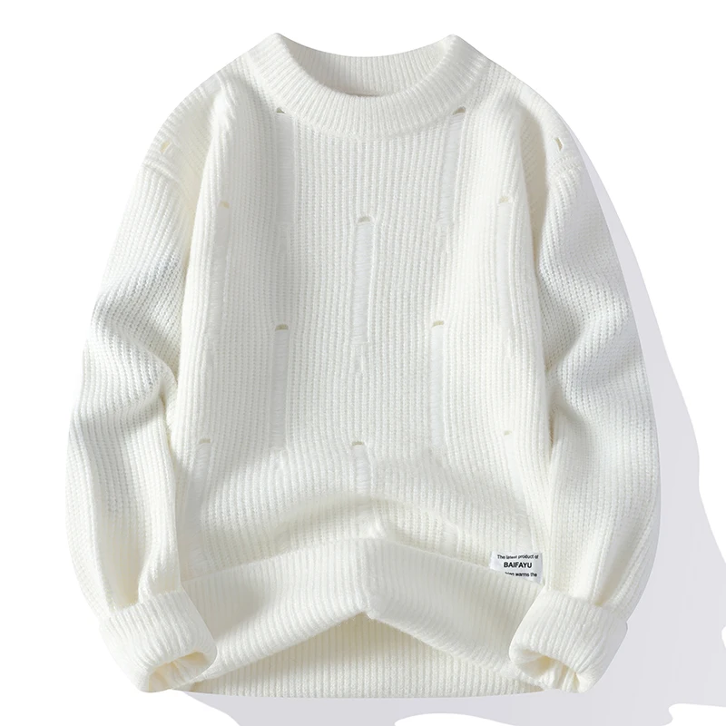 Мужской модный утепленный вязаный свитер с круглым вырезом, зимний, теплый, с дизайнерскими отверстиями, повседневный, удобный, с длинными рукавами, свитер с круглым вырезом
Мужской модный утепленный вязаный свитер с круглым вырезом, зимний, теплый, с дизайнерскими отверстиями, повседневный, удобный, с длинными рукавами, свитер с круглым вырезом