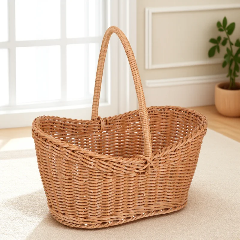 Woven Storage Imitation Rattan Gift With Handle Decorative Flower Basket Portable Fruit Snack Organizer Hand Woven Bread
Woven Storage Imitation Rattan Gift With Handle Decorative Flower Basket Portable Fruit Snack Organizer Hand Woven Bread