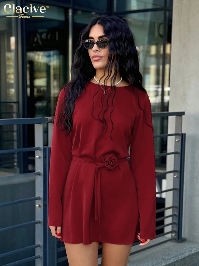 Clacive Fashion Loose Red Women's Dress 2025 Casual O-Neck Long Sleeve Mini Dresses Elegant Classic Lace-Up Female Dress
Clacive Fashion Loose Red Women's Dress 2025 Casual O-Neck Long Sleeve Mini Dresses Elegant Classic Lace-Up Female Dress