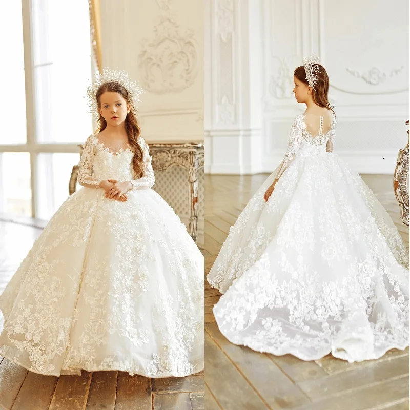 Ivory Long Sleeve Flower Girl Dresses For Wedding Prom Party Girls Pageant Gowns Lace Floral Appliques
Ivory Long Sleeve Flower Girl Dresses For Wedding Prom Party Girls Pageant Gowns Lace Floral Appliques