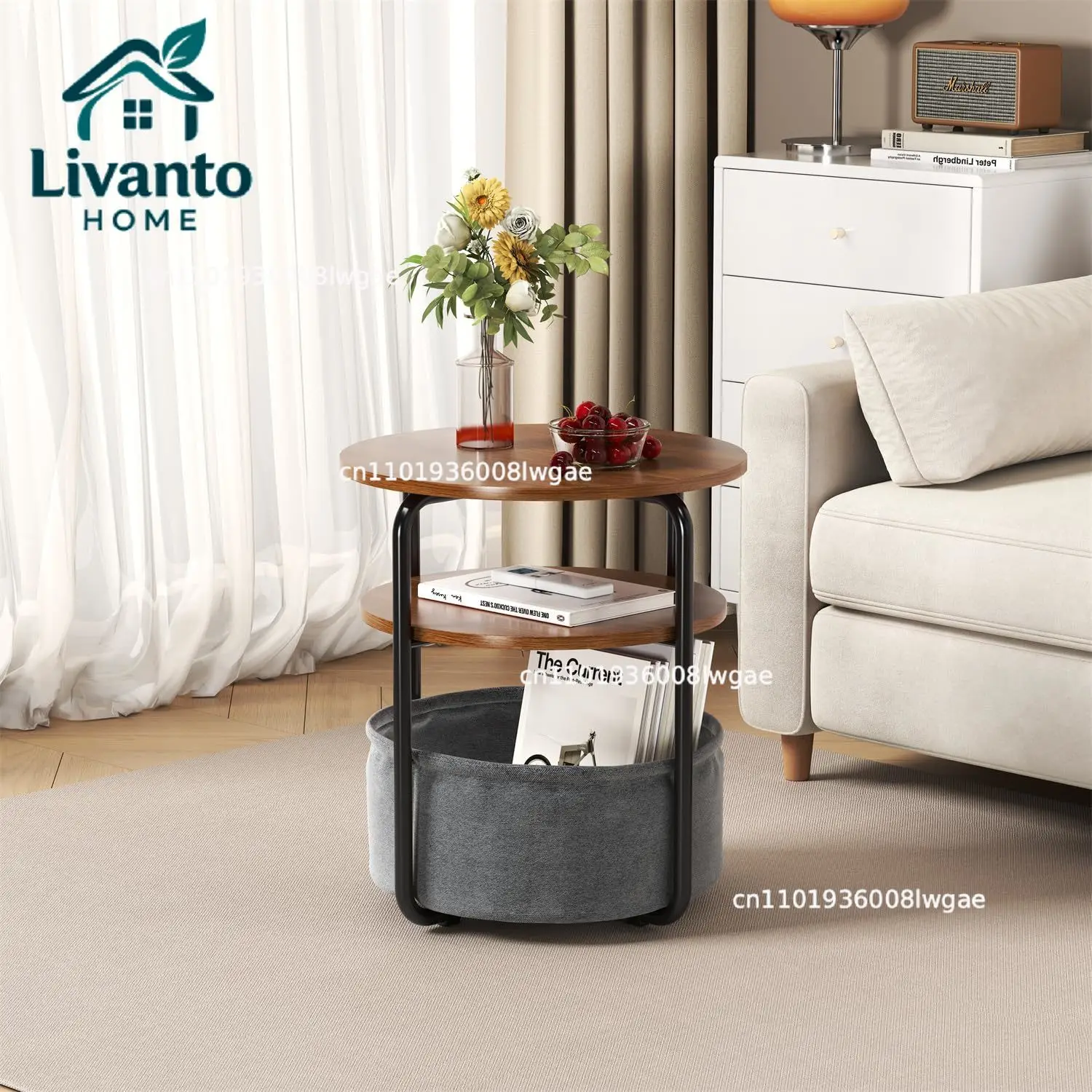 3-Tier Side Table, Round End Table with Fabric Basket, Spacious, Small Coffee Table, Sofa Table for Living Room Bedroom, Bedside
3-Tier Side Table, Round End Table with Fabric Basket, Spacious, Small Coffee Table, Sofa Table for Living Room Bedroom, Bedside