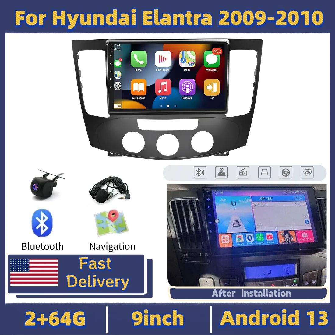 9inch Car Stereo Radio GPS Navigation Head Unit 2+64G For Hyundai Elantra 2009-2010 (Manual) For Carplay Android Auto Bluetooth
9inch Car Stereo Radio GPS Navigation Head Unit 2+64G For Hyundai Elantra 2009-2010 (Manual) For Carplay Android Auto Bluetooth