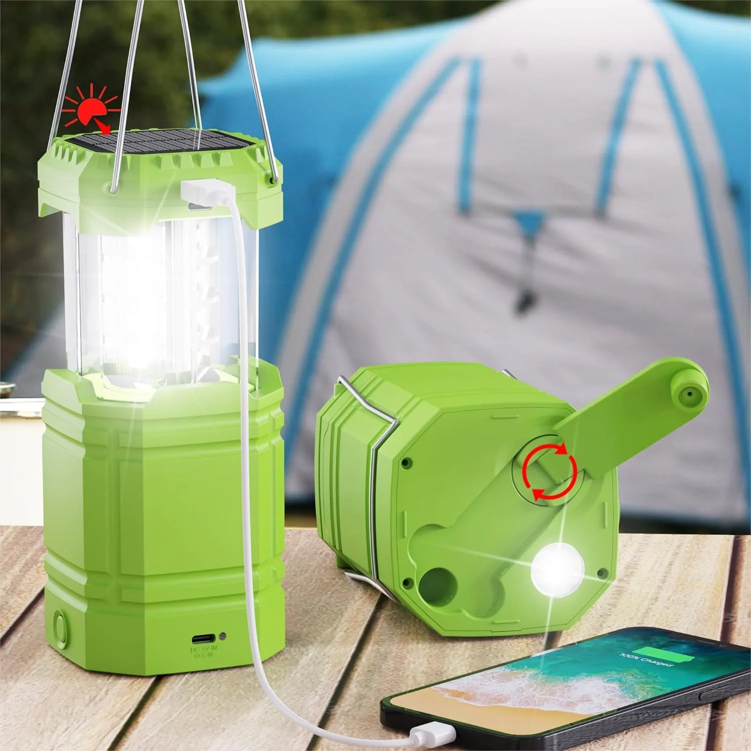 3000mAh Hand Crank Solar Camping Lantern, Ultra Bright LED, 23-26H Run, USB Charger for Outdoor
3000mAh Hand Crank Solar Camping Lantern, Ultra Bright LED, 23-26H Run, USB Charger for Outdoor