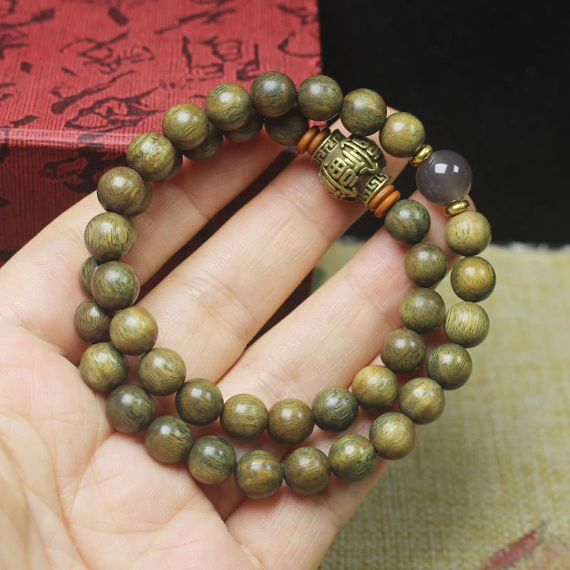 Green Sandalwood 8mm Double-Loop Bracelet with Fortune Lantern Design, Simple Natural Style for Men and Women, Buddhist Pray
Green Sandalwood 8mm Double-Loop Bracelet with Fortune Lantern Design, Simple Natural Style for Men and Women, Buddhist Pray