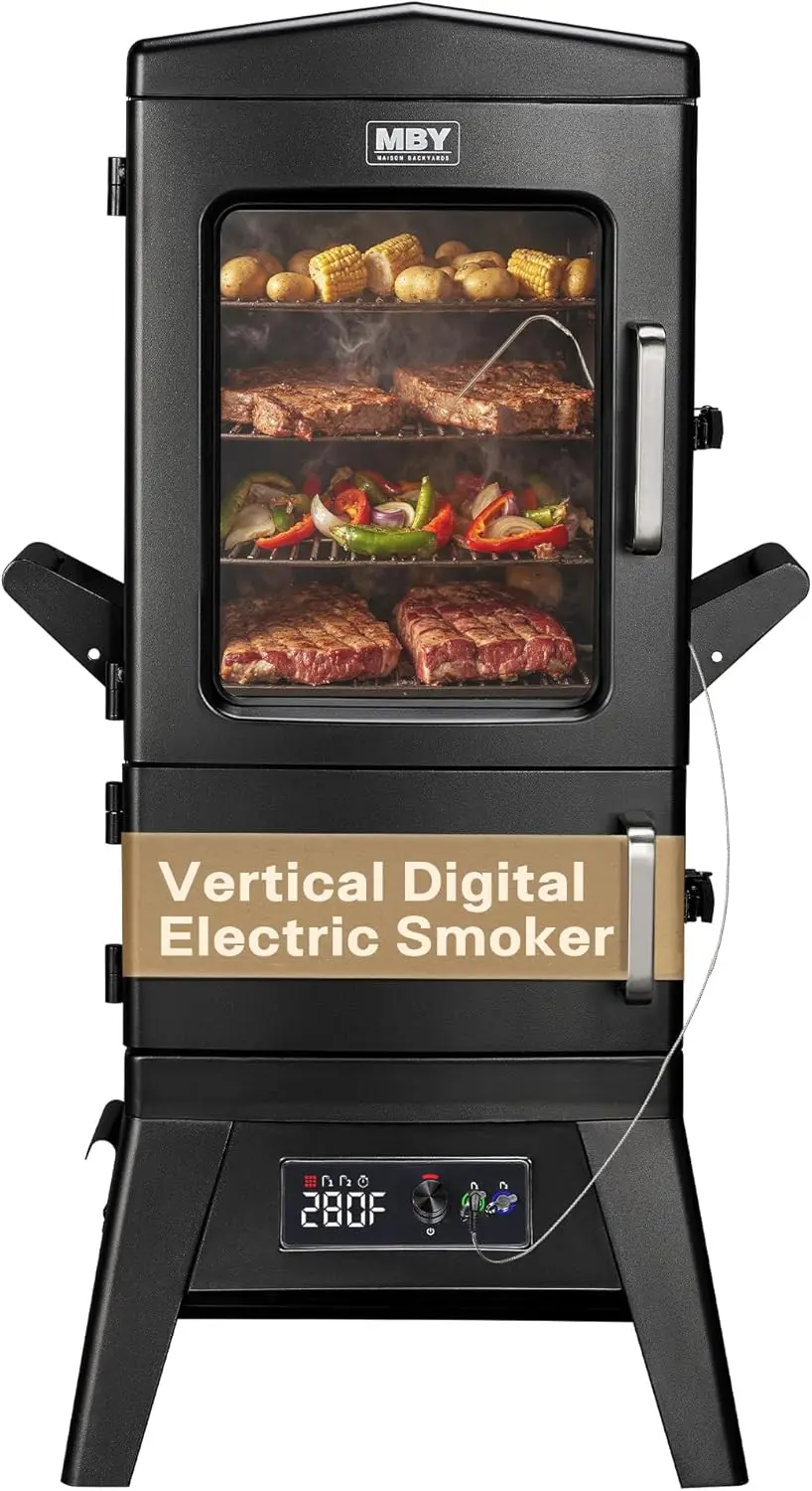 Outdoor Vertical Electric Smoker, Stainless Steel, LED Temperature Control, Large Cooking Space for BBQ
Outdoor Vertical Electric Smoker, Stainless Steel, LED Temperature Control, Large Cooking Space for BBQ