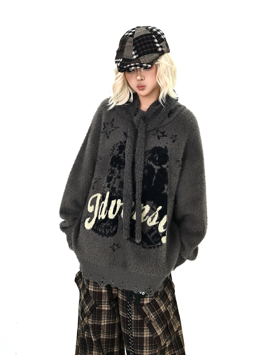 Grey Hooded Mink Sweater Women's Loose Bf Korean Style Lazy Knitted Shirt Trendy Streetwear Warm Long Sleeve round Neck Sweater
Grey Hooded Mink Sweater Women's Loose Bf Korean Style Lazy Knitted Shirt Trendy Streetwear Warm Long Sleeve round Neck Sweater