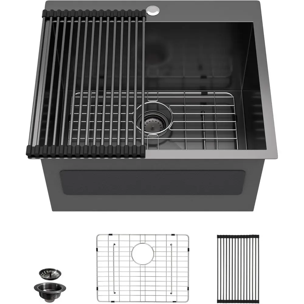 23x20 Deep Single Bowl Stainless Steel Laundry Sink, Topmount, Gunmetal Black
23x20 Deep Single Bowl Stainless Steel Laundry Sink, Topmount, Gunmetal Black