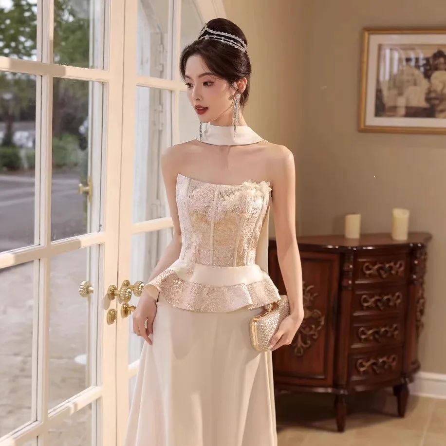 Engagement Wedding Dress Women's Strapless Drinking Ceremony Beautiful Morning Robe High End Luxury Custom Made Silk Gown
Engagement Wedding Dress Women's Strapless Drinking Ceremony Beautiful Morning Robe High End Luxury Custom Made Silk Gown