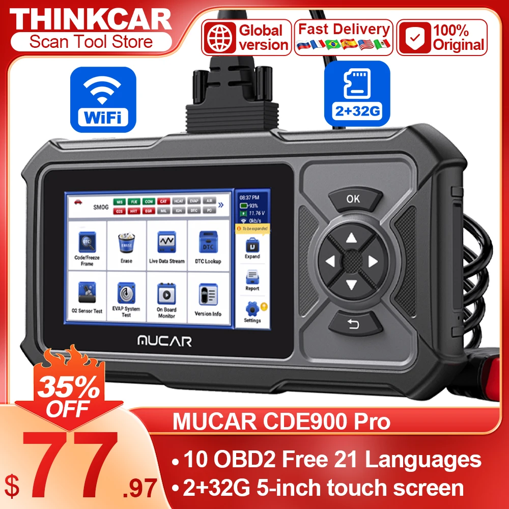 MUCAR CDE900 PRO Full OBDII считыватель автомобильных кодов 32G OBD2 сканер ABS/SRS/TCM/ECM диагностический сканер инструмент 5 "сенсорный экран автомобильный сканер
MUCAR CDE900 PRO Full OBDII считыватель автомобильных кодов 32G OBD2 сканер ABS/SRS/TCM/ECM диагностический сканер инструмент 5 "сенсорный экран автомобильный сканер