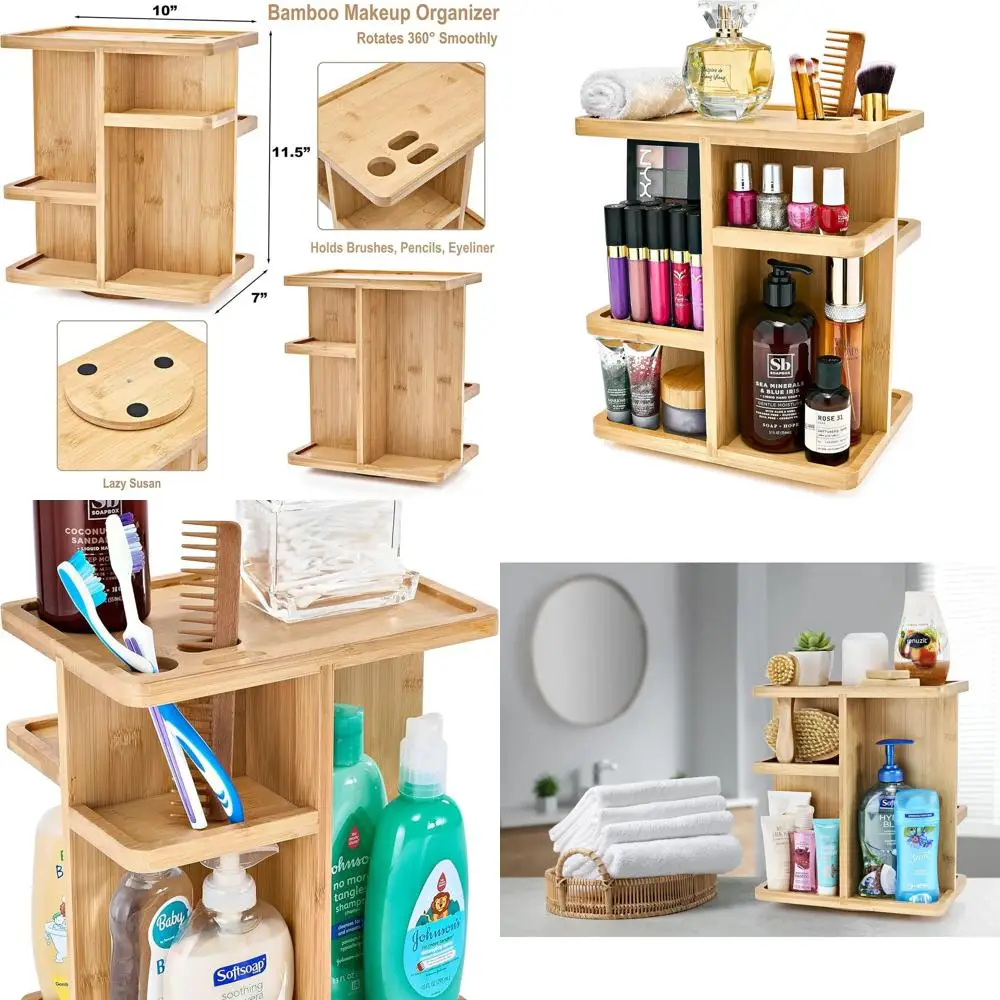 Бамбуковый косметический органайзер: 360° ° Вращающаяся карусель для макияжа для туалетного столика и хранения в ванной комнате
Бамбуковый косметический органайзер: 360° ° Вращающаяся карусель для макияжа для туалетного столика и хранения в ванной комнате