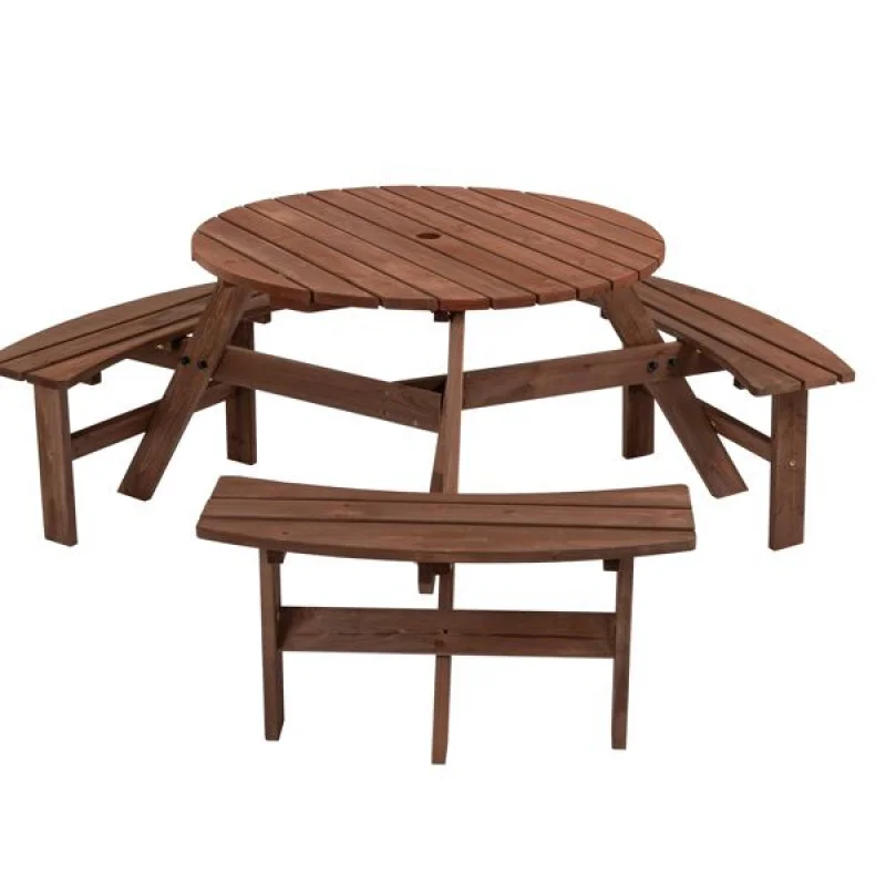 6-Person Brown Wooden Garden Picnic Table With 3 Built-In Benches Outdoor Patio Table Sets Backyard Shipment From US Warehouse
6-Person Brown Wooden Garden Picnic Table With 3 Built-In Benches Outdoor Patio Table Sets Backyard Shipment From US Warehouse
