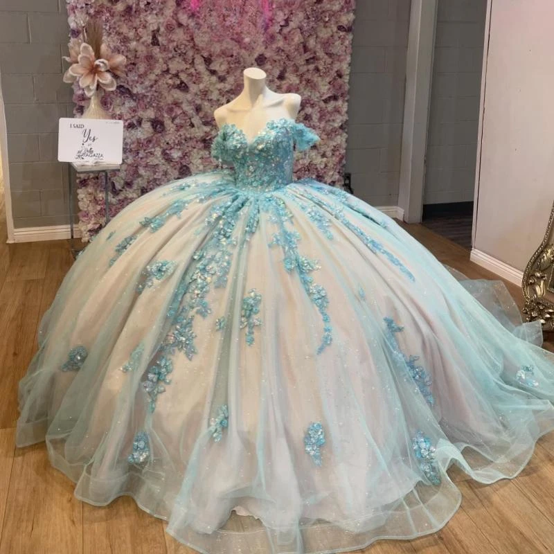 Water Blue Quincenara Dresses Mexico Off The Shoulder Applique Lace Beads Vestidos De 15 Anos XV Brithday Sweet 16 Dress Ball
Water Blue Quincenara Dresses Mexico Off The Shoulder Applique Lace Beads Vestidos De 15 Anos XV Brithday Sweet 16 Dress Ball
