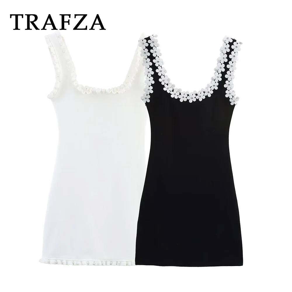TRAFZA Chic Appliques Solid Summer Woman Dresses Sheath Sleeveless Mini Dress Fashion 2025 Holiday Party Female Sexy Vestidos
TRAFZA Chic Appliques Solid Summer Woman Dresses Sheath Sleeveless Mini Dress Fashion 2025 Holiday Party Female Sexy Vestidos