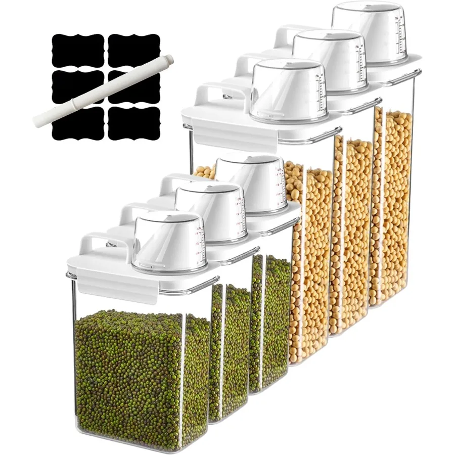 Air Tight Cereal Container Organizer Set of 6 1800ML 2300ML Total 417oz Dry Food Storage for Pet Food Rice Oatmeal with Pour Sp
Air Tight Cereal Container Organizer Set of 6 1800ML 2300ML Total 417oz Dry Food Storage for Pet Food Rice Oatmeal with Pour Sp