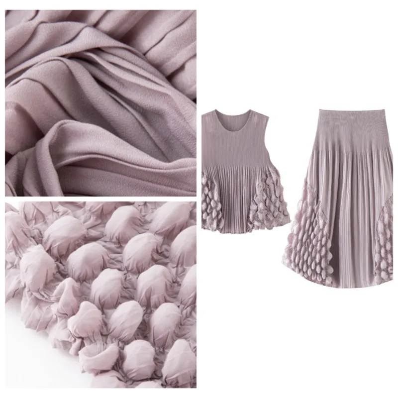 Miyake Handmade Pleated Skirt Set Plisse Women 2026 Summer New Design Sense Puff Sleeveless Pleats Top and Skirt Two-Piece Set
Miyake Handmade Pleated Skirt Set Plisse Women 2026 Summer New Design Sense Puff Sleeveless Pleats Top and Skirt Two-Piece Set