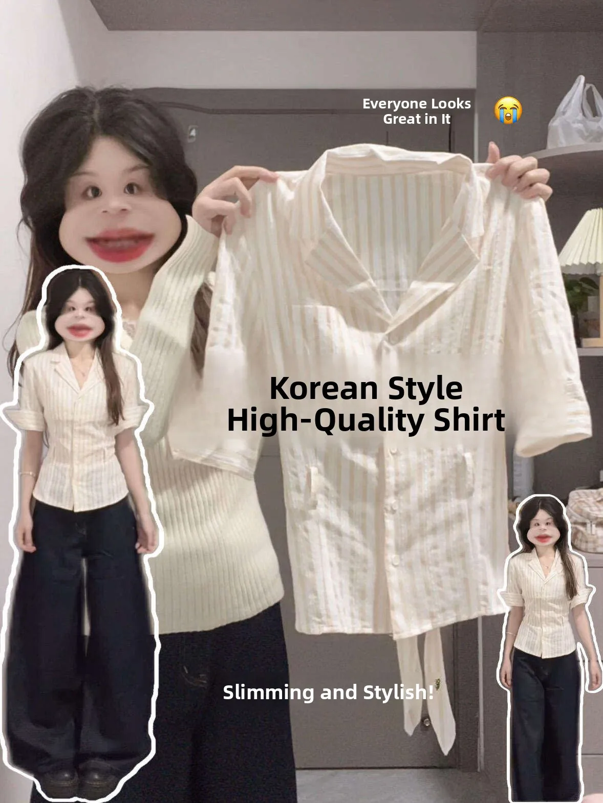 American Stripe Waist Tie Women's Shirt Summer 2026 Short Sleeve Turn-down Collar Open Cardigan Design Slimming Effect
American Stripe Waist Tie Women's Shirt Summer 2026 Short Sleeve Turn-down Collar Open Cardigan Design Slimming Effect