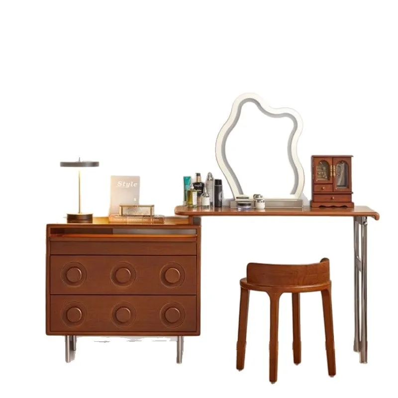 Retro solid wood dresser, makeup table, bedroom chest, storage integrated corner combination cabinet
Retro solid wood dresser, makeup table, bedroom chest, storage integrated corner combination cabinet