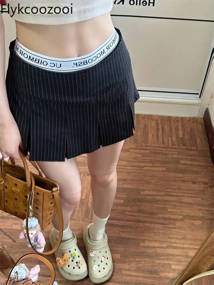 American Retro Striped Pleated Low Waist Suit Skirt Women's Summer Slim Fit Sweet Spicy A-Line Hip Skirt Faldas Ajustadas
American Retro Striped Pleated Low Waist Suit Skirt Women's Summer Slim Fit Sweet Spicy A-Line Hip Skirt Faldas Ajustadas