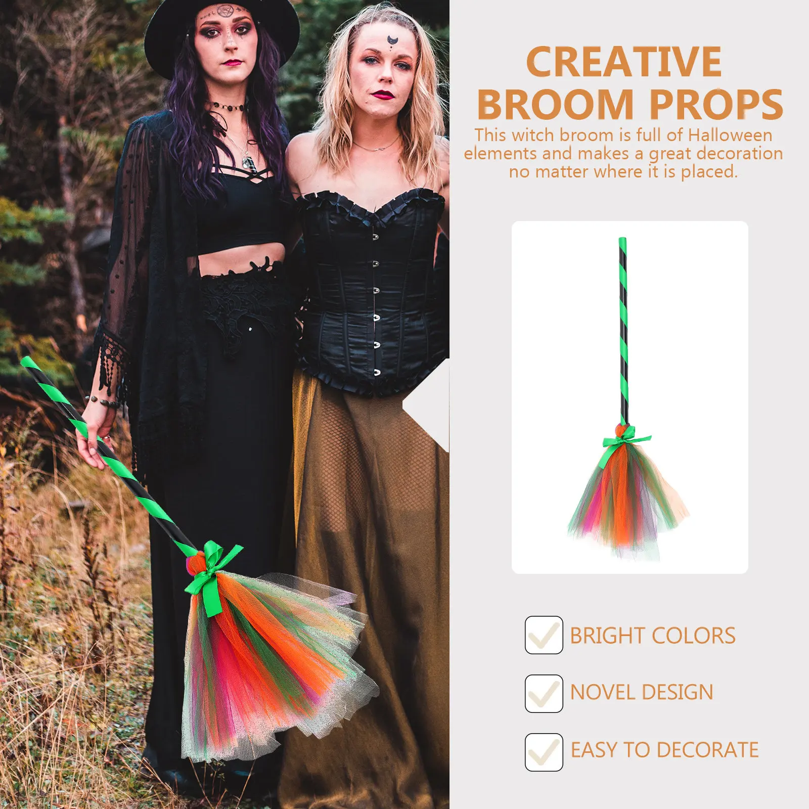 Halloween Witch Broom Prop Premium Plastic Yarn Broom for Costume Party Cosplay Masquerade Carnival Role Play Decorative
Halloween Witch Broom Prop Premium Plastic Yarn Broom for Costume Party Cosplay Masquerade Carnival Role Play Decorative