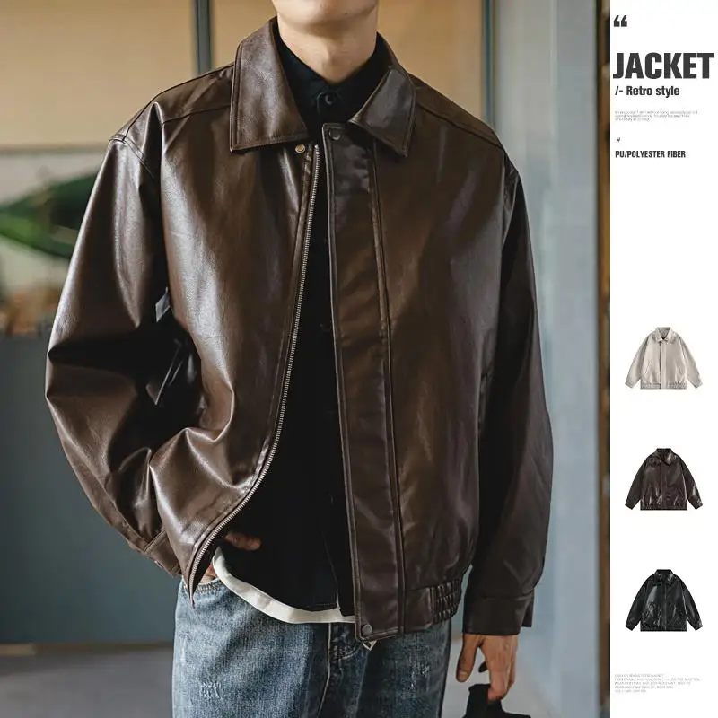 Tokyo Wardrobe PU Leather Jacket Men's Spring Autumn Loose American Retro Cool Style Casual Fashion Outerwear Coat
Tokyo Wardrobe PU Leather Jacket Men's Spring Autumn Loose American Retro Cool Style Casual Fashion Outerwear Coat