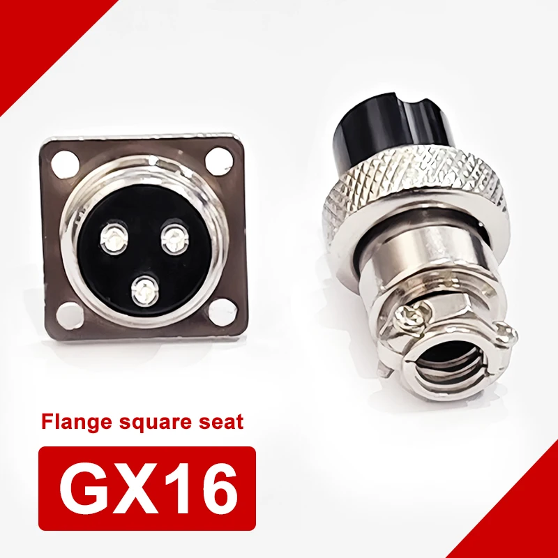 GX16 Square Flange Seat Aviation Plug 2 3 4 5 6 7 8 9 10 Pin M16 Male Female Soldering Connector Installation Size 16MM A Pair
GX16 Square Flange Seat Aviation Plug 2 3 4 5 6 7 8 9 10 Pin M16 Male Female Soldering Connector Installation Size 16MM A Pair