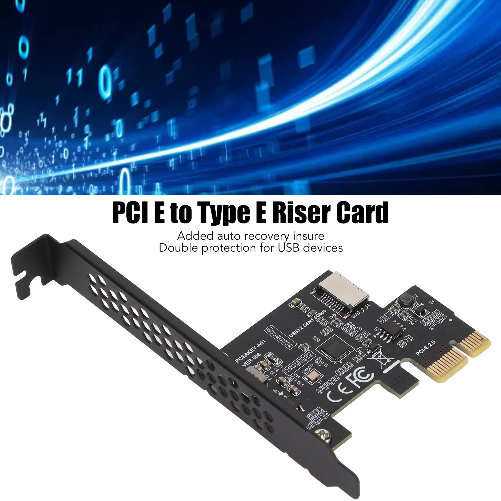 USB3.2 PCI E Riser Card Керамические конденсаторы Двойная защита Быстрая скорость передачи PCI E to Type E Riser Card для ПК
USB3.2 PCI E Riser Card Керамические конденсаторы Двойная защита Быстрая скорость передачи PCI E to Type E Riser Card для ПК